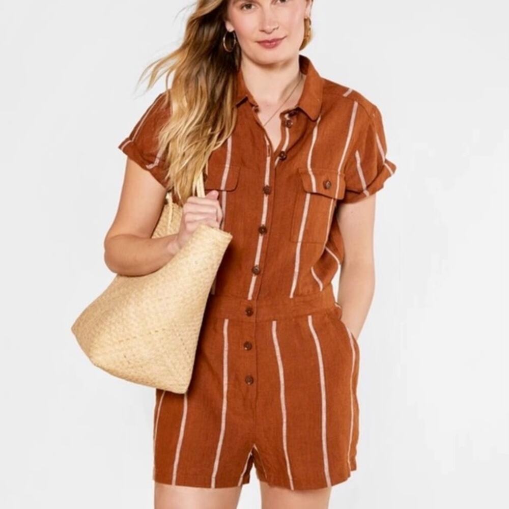 Outerknown S.E.A. Suit Shortall Orange and White Stripe